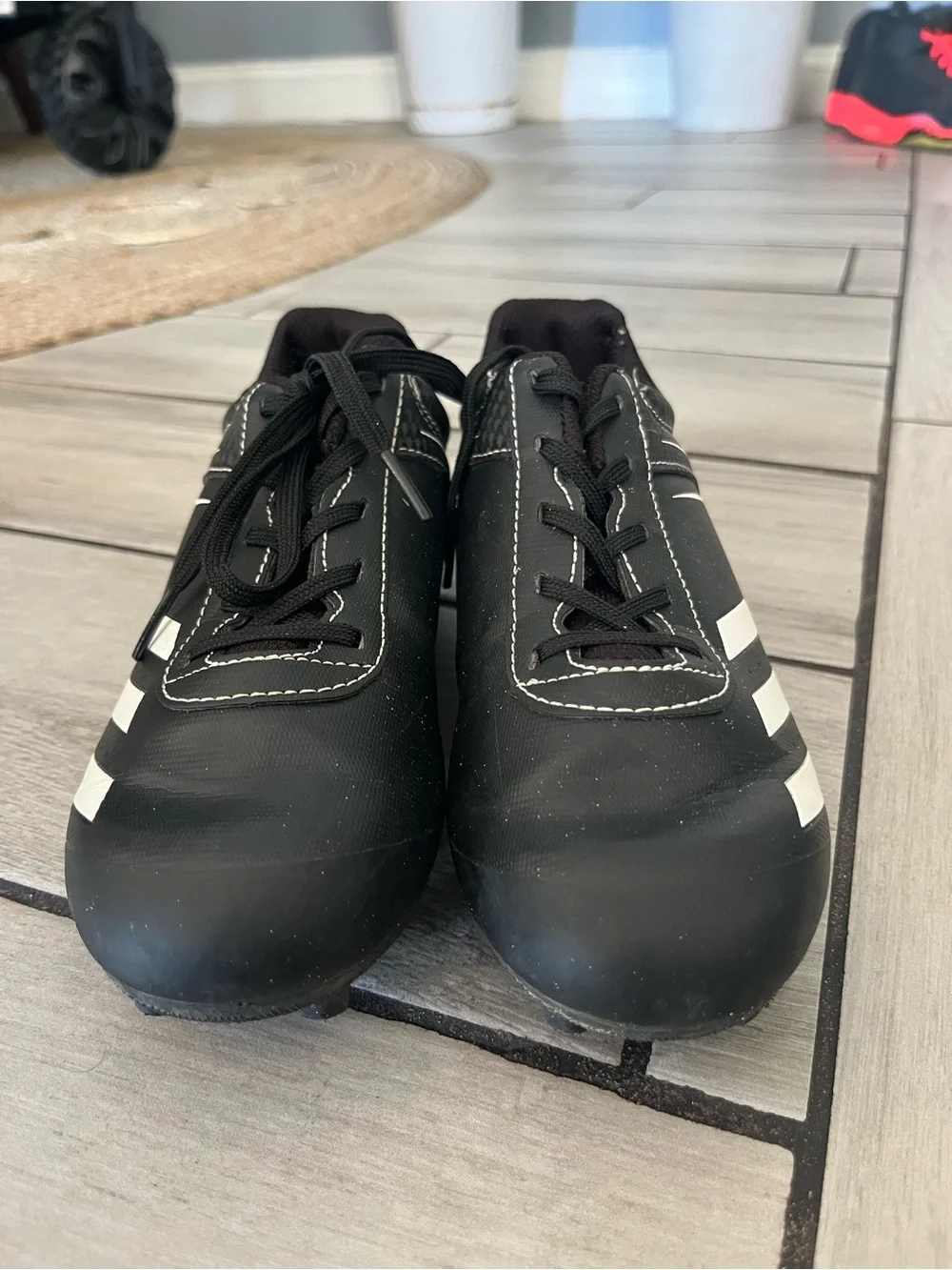 adidas Kids Black and White Cleats